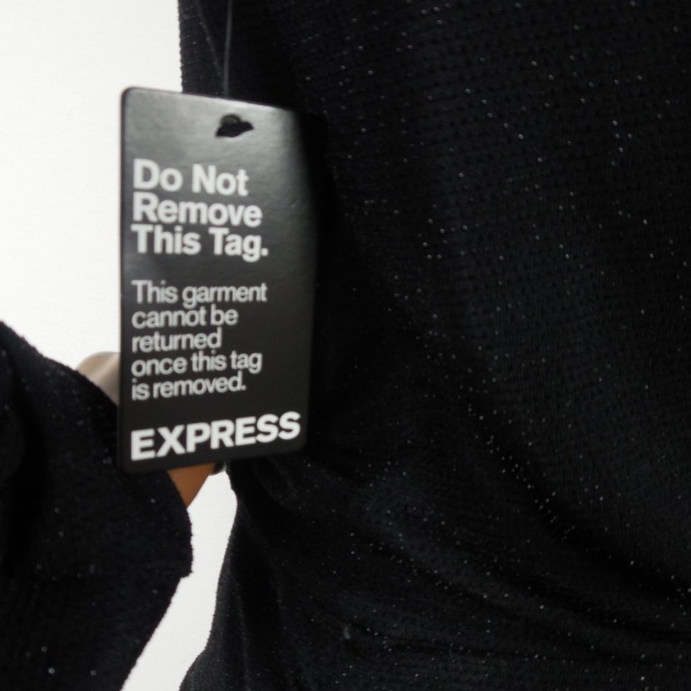 EXPRESS M NWT Black Cocktail Dress Lurex Low Cut - Picture 9 of 10